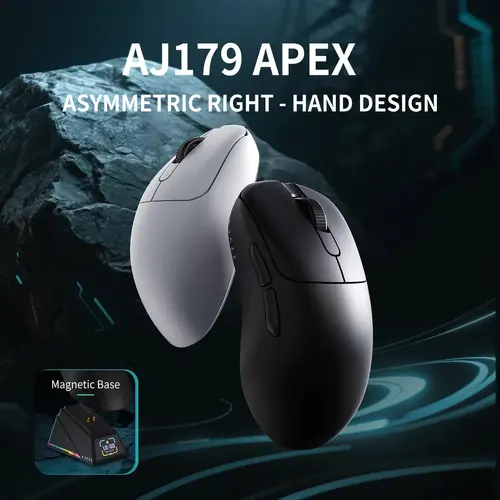 Ajazz професионална геймърска мишка AJ179 APEX - Wireless Gaming Mouse - 8K, Magnetic Charging Dock, Black - image 3