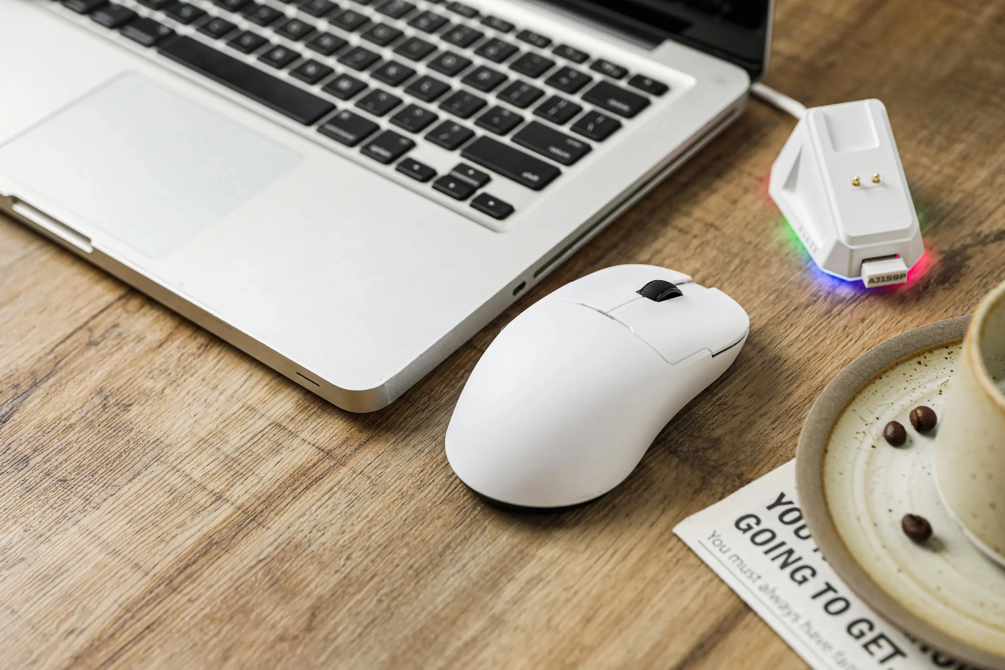 Ajazz професионална геймърска мишка AJ159 PRO - Wireless Gaming Mouse - 8K, Magnetic Charging Dock, White - image 4