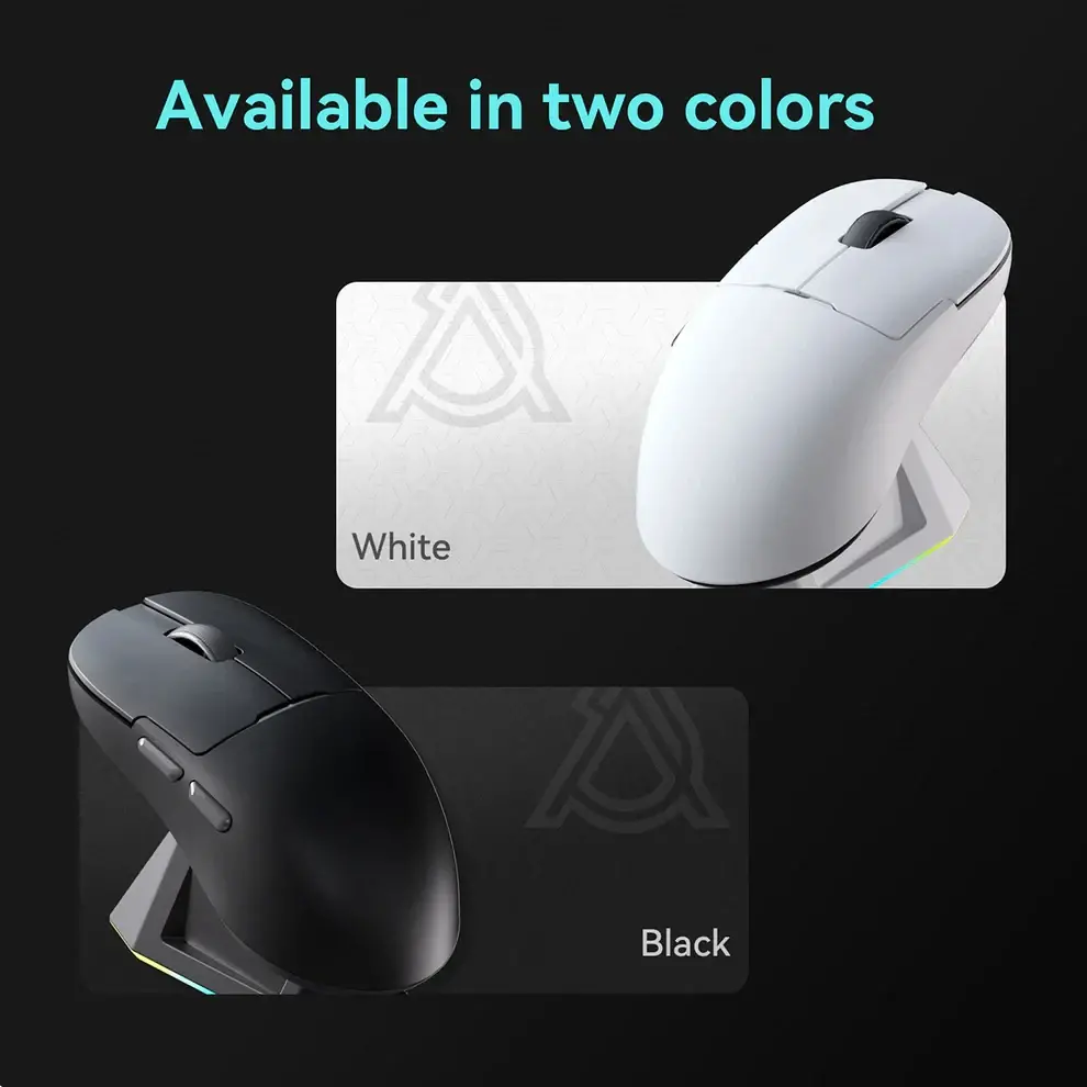 Ajazz професионална геймърска мишка AJ159P MC - Wireless Gaming Mouse - 1K, Magnetic Charging Dock, White - image 6