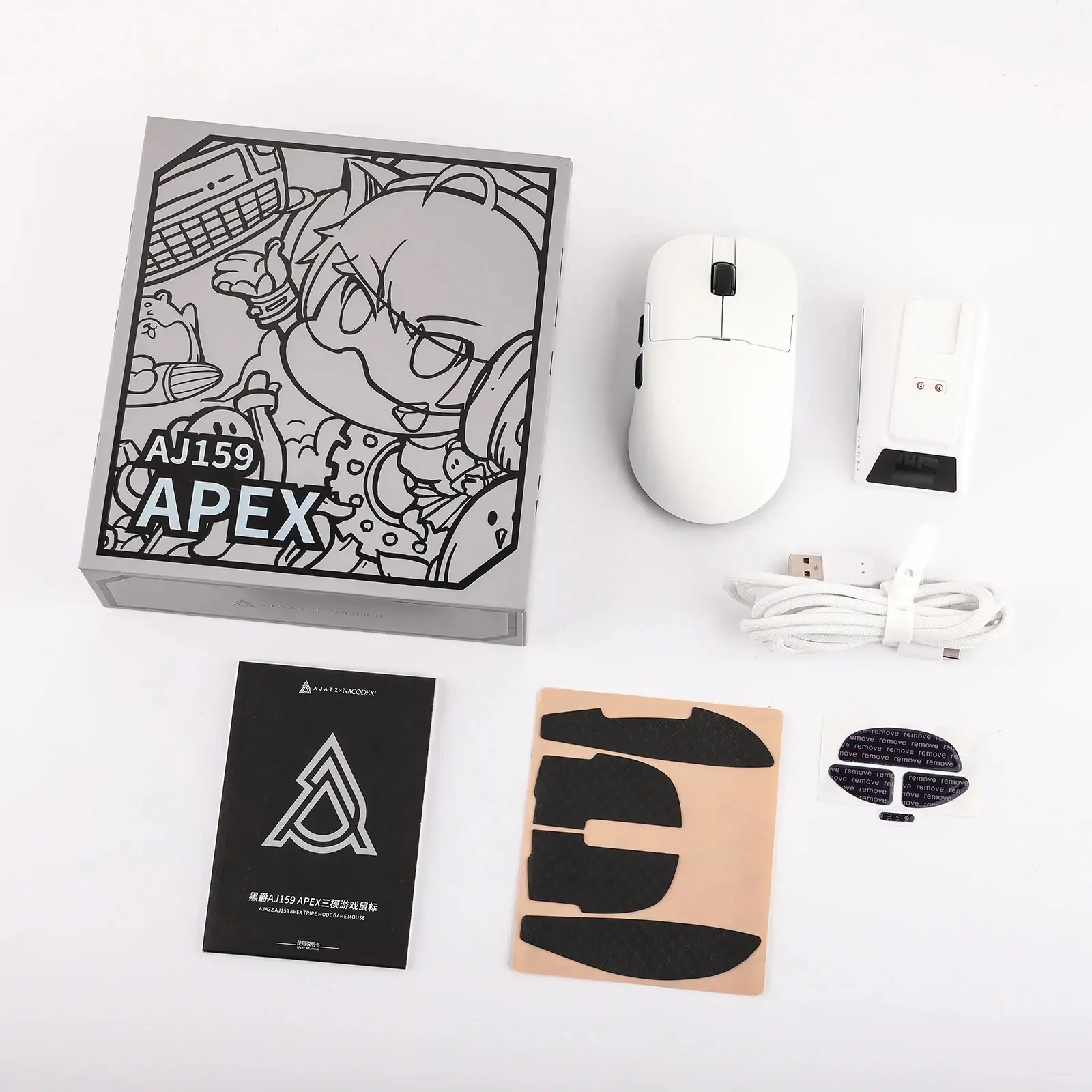 Ajazz професионална геймърска мишка AJ159 APEX - Wireless Gaming Mouse - 8K, Magnetic Charging Dock, White - image 11