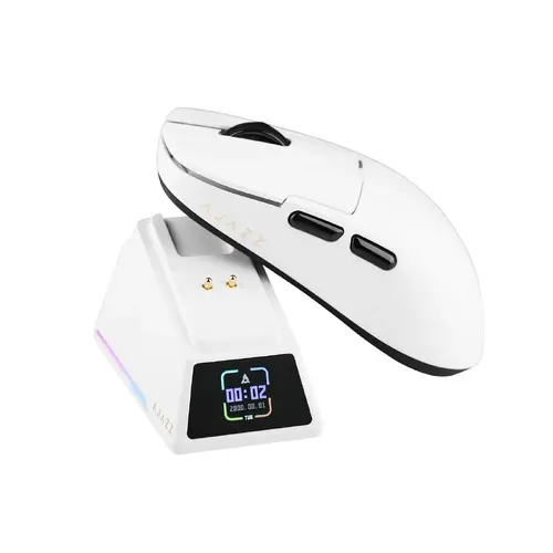 Ajazz професионална геймърска мишка AJ159 APEX - Wireless Gaming Mouse - 8K, Magnetic Charging Dock, White - image 5