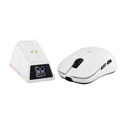Ajazz професионална геймърска мишка AJ159 APEX - Wireless Gaming Mouse - 8K, Magnetic Charging Dock, White - image 6