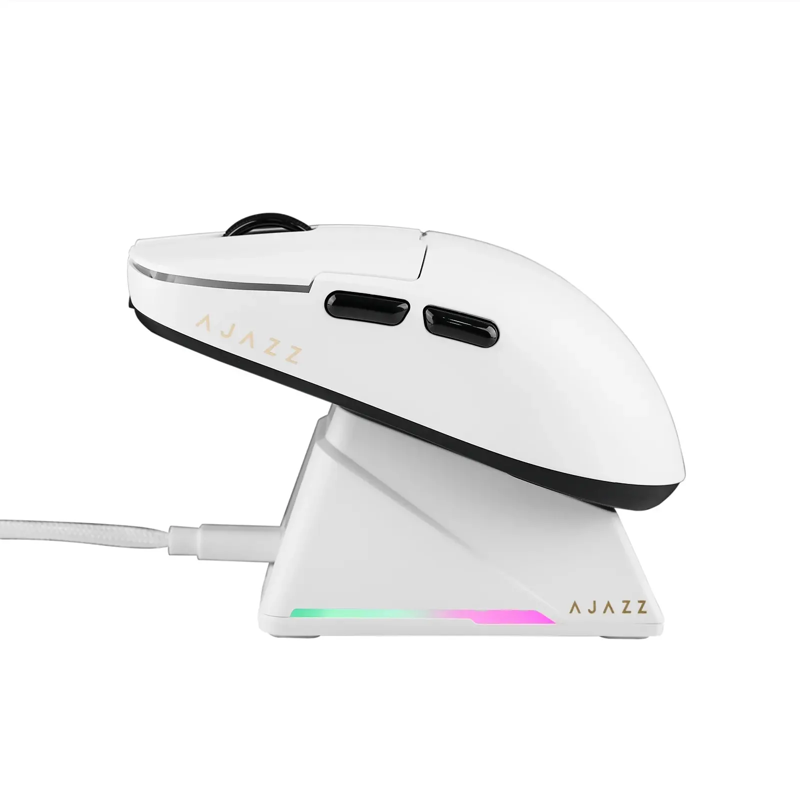 Ajazz професионална геймърска мишка AJ159 APEX - Wireless Gaming Mouse - 8K, Magnetic Charging Dock, White - image 7