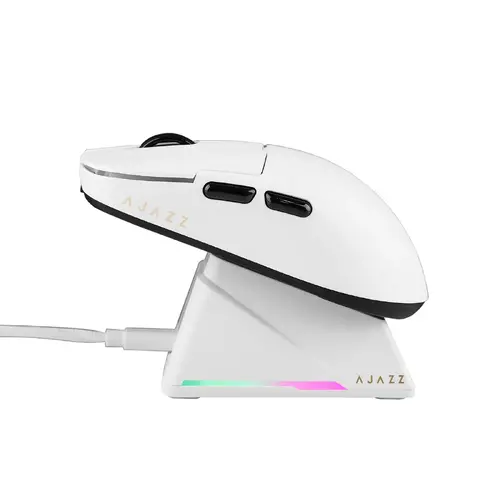 Ajazz професионална геймърска мишка AJ159 APEX - Wireless Gaming Mouse - 8K, Magnetic Charging Dock, White - image 7