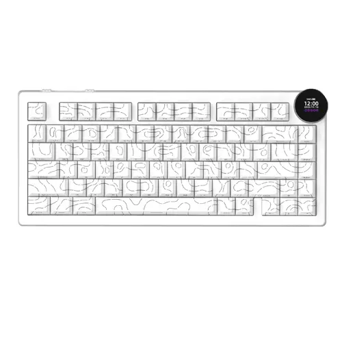 Ajazz геймърска механична клавиатура Wireless Gaming Mechanical Keyboard AK820 V2 PRO - White peach Switch [Linear] (English US), White - image 1