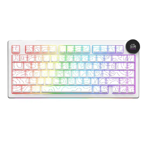 Ajazz геймърска механична клавиатура Wireless Gaming Mechanical Keyboard AK820 V2 PRO - White peach Switch [Linear] (English US), White