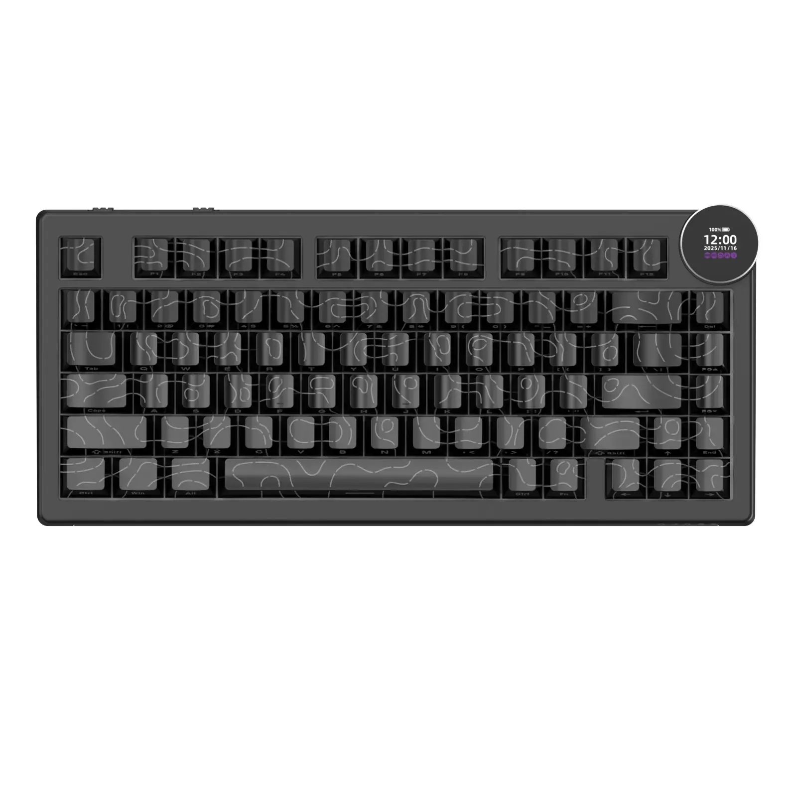 Ajazz геймърска механична клавиатура Wireless Gaming Mechanical Keyboard AK820 V2 PRO - White peach Switch [Linear] (English US), Black - image 1