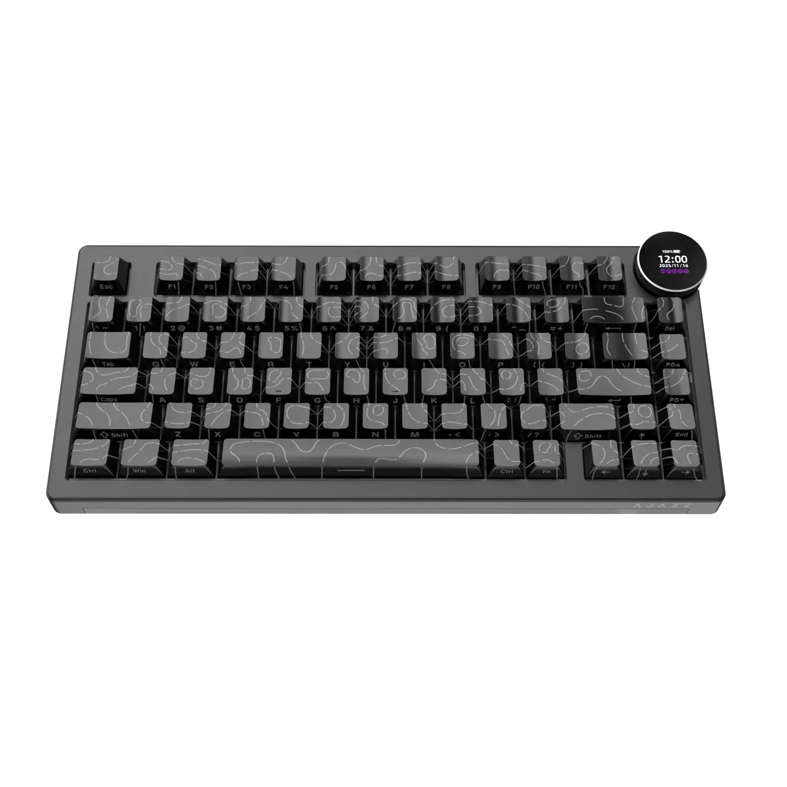 Ajazz tastatură mecanică de gaming Tastatură mecanică wireless de gaming AK820 V2 PRO - White peach Switch [Linear] (Engleză US), Negru - image 2