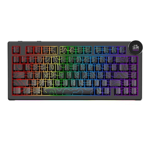 Ajazz tastatură mecanică de gaming Tastatură mecanică wireless de gaming AK820 V2 PRO - White peach Switch [Linear] (Engleză US), Negru - 1