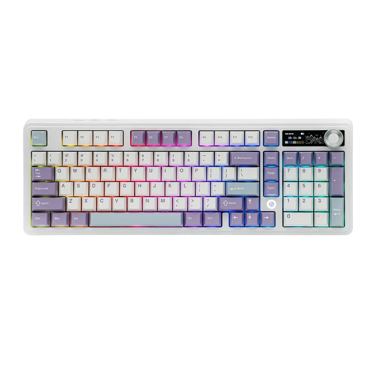 Ajazz геймърска механична клавиатура Wireless Gaming Mechanical Keyboard AK980 V2 - Maillard Switch [Linear] (English US), Purple, White - image 2