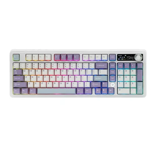 Ajazz tastatură mecanică de gaming Wireless Gaming Mechanical Keyboard AK980 V2 - Maillard Switch [Linear] (engleză US), mov, alb - 3