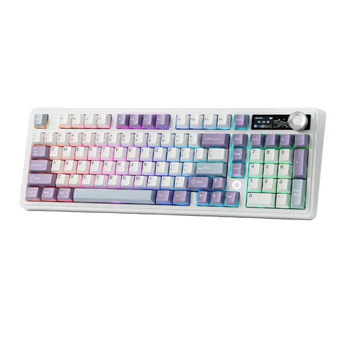Ajazz геймърска механична клавиатура Wireless Gaming Mechanical Keyboard AK980 V2 - Maillard Switch [Linear] (English US), Purple, White - image 3