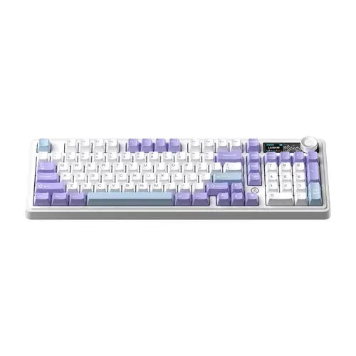 Ajazz геймърска механична клавиатура Wireless Gaming Mechanical Keyboard AK980 V2 - Gift Switch [Linear] (English US), Purple, White, Blue - image 1