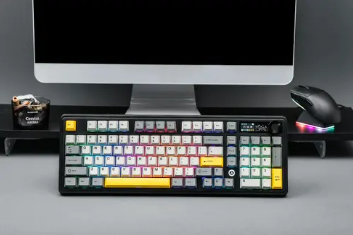 Ajazz геймърска механична клавиатура Wireless Gaming Mechanical Keyboard AK980 V2 - Gift Switch [Linear] (English US), Purple, White, Blue - image 4