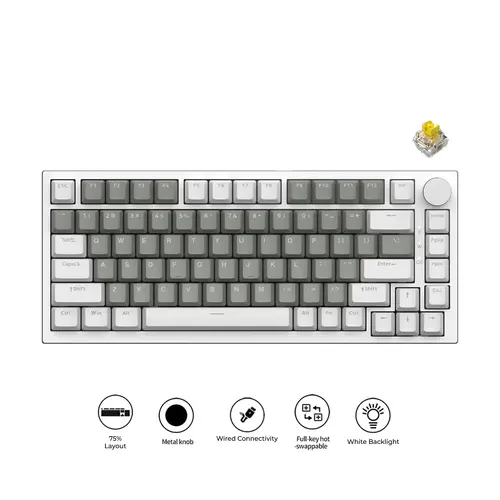 Ajazz геймърска механична клавиатура Gaming Mechanical Keyboard AK820 - Mille feuille Yellow Switches [Linear] (English US), White Gray, White Light - image 2