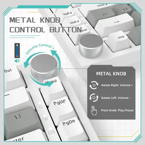 Ajazz геймърска механична клавиатура Gaming Mechanical Keyboard AK820 - Mille feuille Yellow Switches [Linear] (English US), White Gray, White Light - image 4