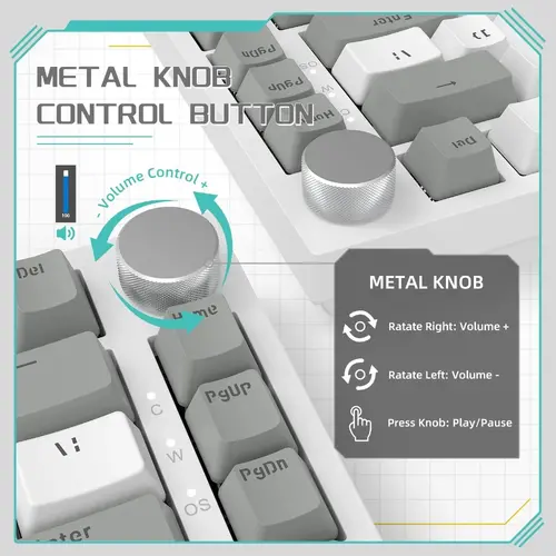 Ajazz геймърска механична клавиатура Gaming Mechanical Keyboard AK820 - AS Red Switch [Linear] (English US), Gray White, White Light - image 4