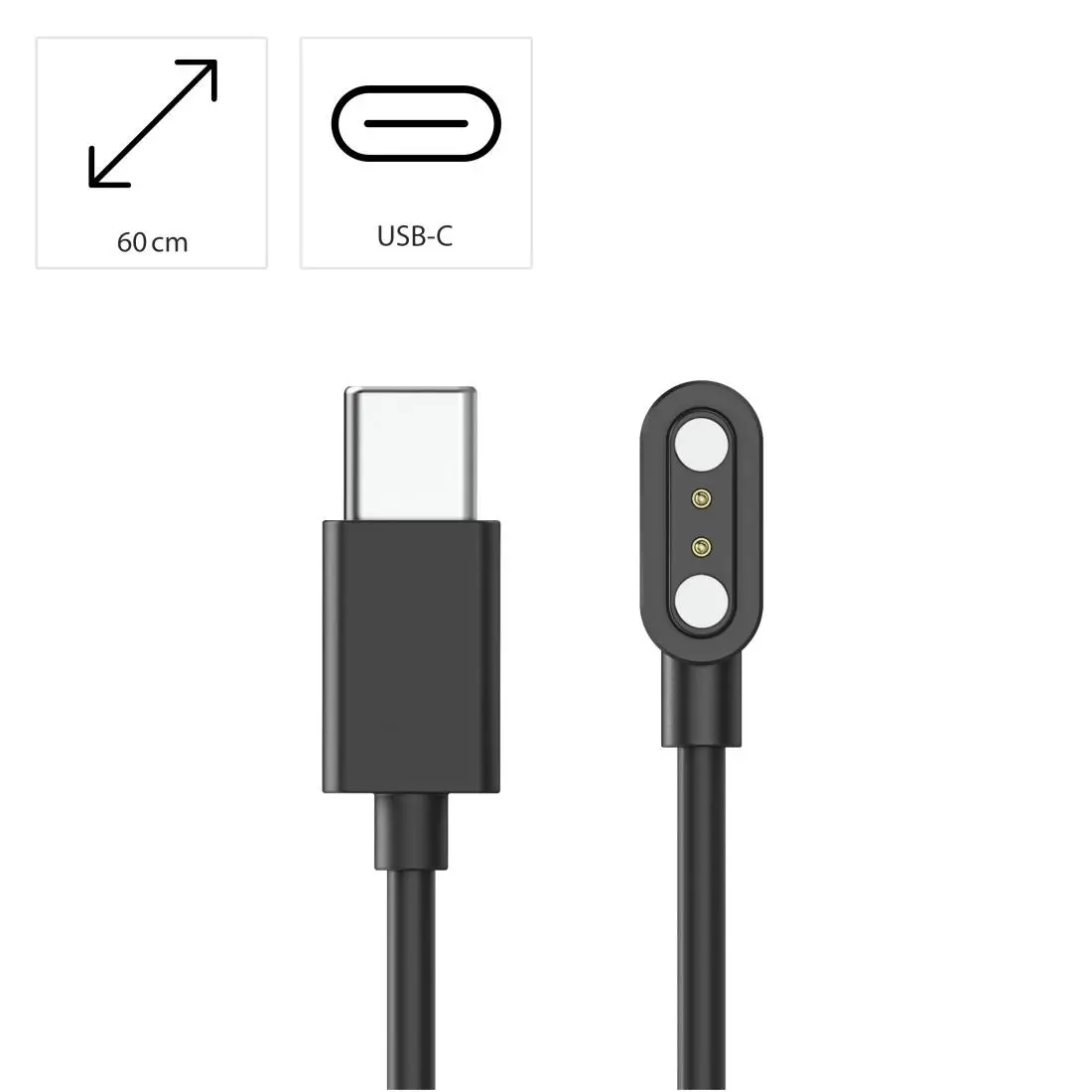 HAMA Заряден кабел за смарт часовници, с магнитно зареждане, USB-C, 60 см, черен - image 6