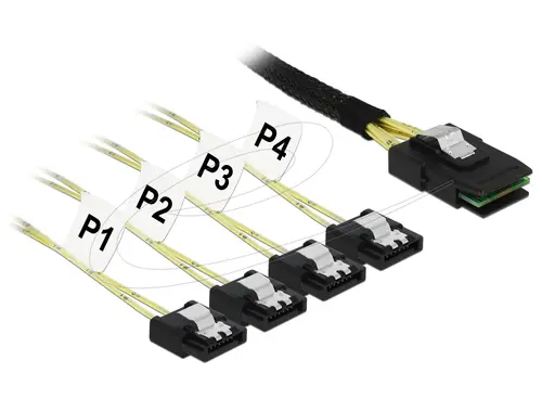 Καλώδιο διεπαφής Delock Mini SAS SFF-8087 σε 4 x SATA 7-pin 1 m metal - 1