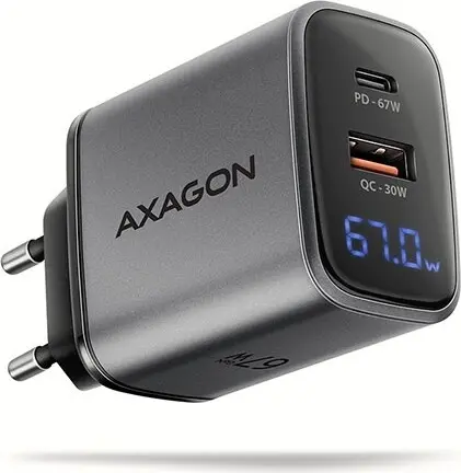 ACU-PQ67D PD3.0 & QC4+2xOUTPUTS, LCD display, wall charger 67W