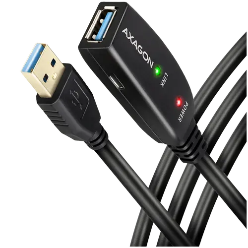 Axagon Active extension USB 3.2 Gen 1 A-M > A-F cable, 5 m long. Power supply option.