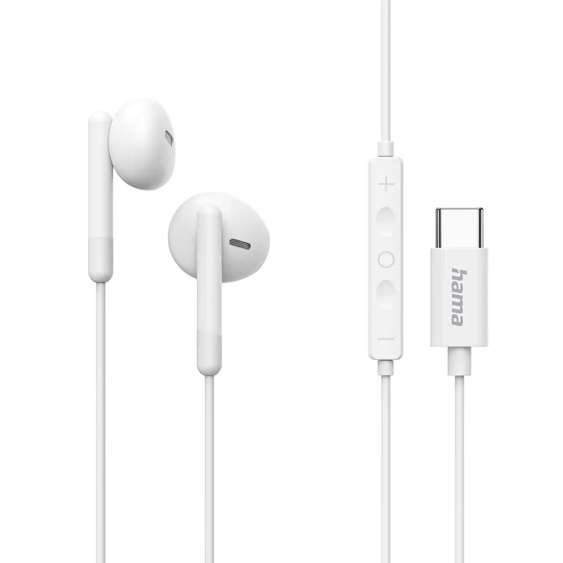HAMA Слушалки "Classy" USB-C, накрайници, микрофон, защита от прегъване на кабел, бял