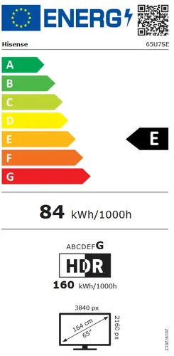 Телевизор, Hisense 65"U7SE, 4K Ultra HD 3840x2160, ULED, FALD, Quantum Dot, 144Hz, IPS, HDR 10+, HLG, Dolby Vision IQ, Dolby Atmos, Smart TV, WiFi 5GHz, WiFi Direct, BT, Anyview Cast,light sensor, 4xHDMI, 2xUSB, LAN, CI+, DVB-T2/C/S2, Black - image 5