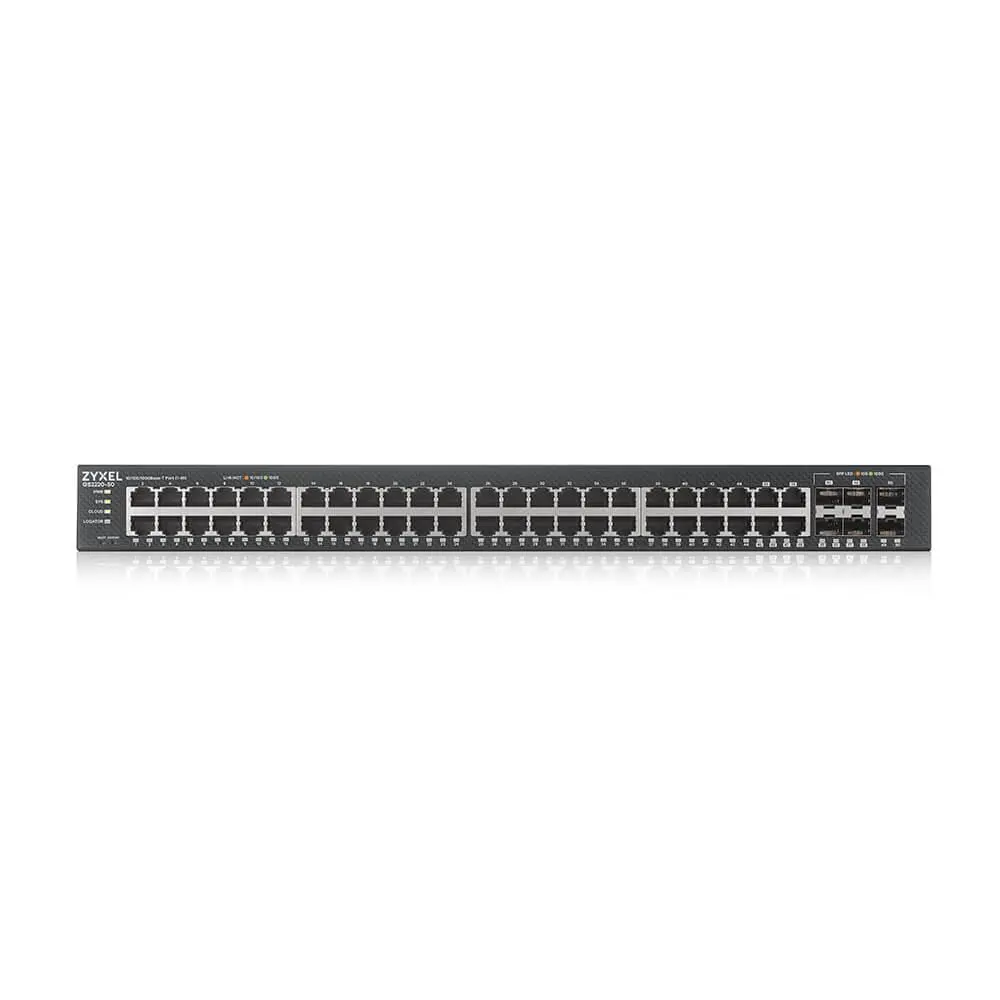 Суич ZyXEL GS-2220-50, 48-портов Layer2+, 44x Gb+ 4x Gbcombo (RJ45/SFP) + 2x Gb SFP, управляем - image 1