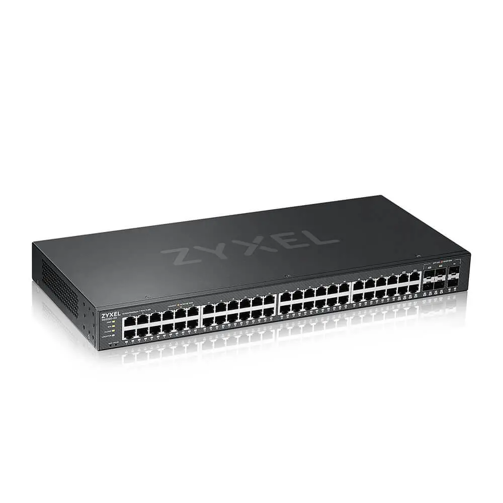 Суич ZyXEL GS-2220-50, 48-портов Layer2+, 44x Gb+ 4x Gbcombo (RJ45/SFP) + 2x Gb SFP, управляем - image 3