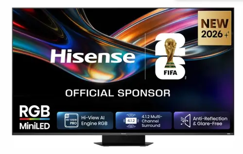 Телевизор, Hisense 75" UR9S, 4K Ultra HD 3840x2160, RGB Mini Led , DLED, Quantum Dot, 180Hz, IPS, HDR 10+, HLG, Dolby Vision IQ, Dolby Atmos, Smart TV,Light Sensor,WiFi 6eGHz, WiFi Direct, BT,2x15 W + 2x10 W + 20 W + 2x10W, Anyview Cast, 3xHDMI, 2xUSB, LAN, CI+