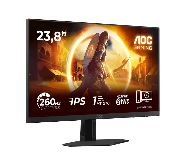 Монитор, AOC 24G4ZR, 23.8" Fast IPS WLED, 1920x1080@260Hz (OC, Native 240Hz), 1ms GtG, 0.3ms MPRT, 300cd m/2, 1000:1, Adaptive Sync, FlickerFree, Anti Blue Light, Tilt, Height Adjust, Pivot, Swivel, 2xHDMI, DP - image 1