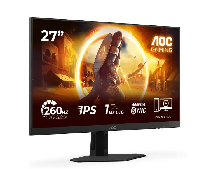 Монитор, AOC 27G4ZR, 27" Fast IPS WLED, 1920x1080@260Hz (OC, Native 240Hz), 1ms GtG, 0.3ms MPRT, 300cd m/2, 1000:1, Adaptive Sync, FlickerFree, Anti Blue Light, Tilt, Height Adjust, Pivot, Swivel, 2xHDMI, DP - image 1