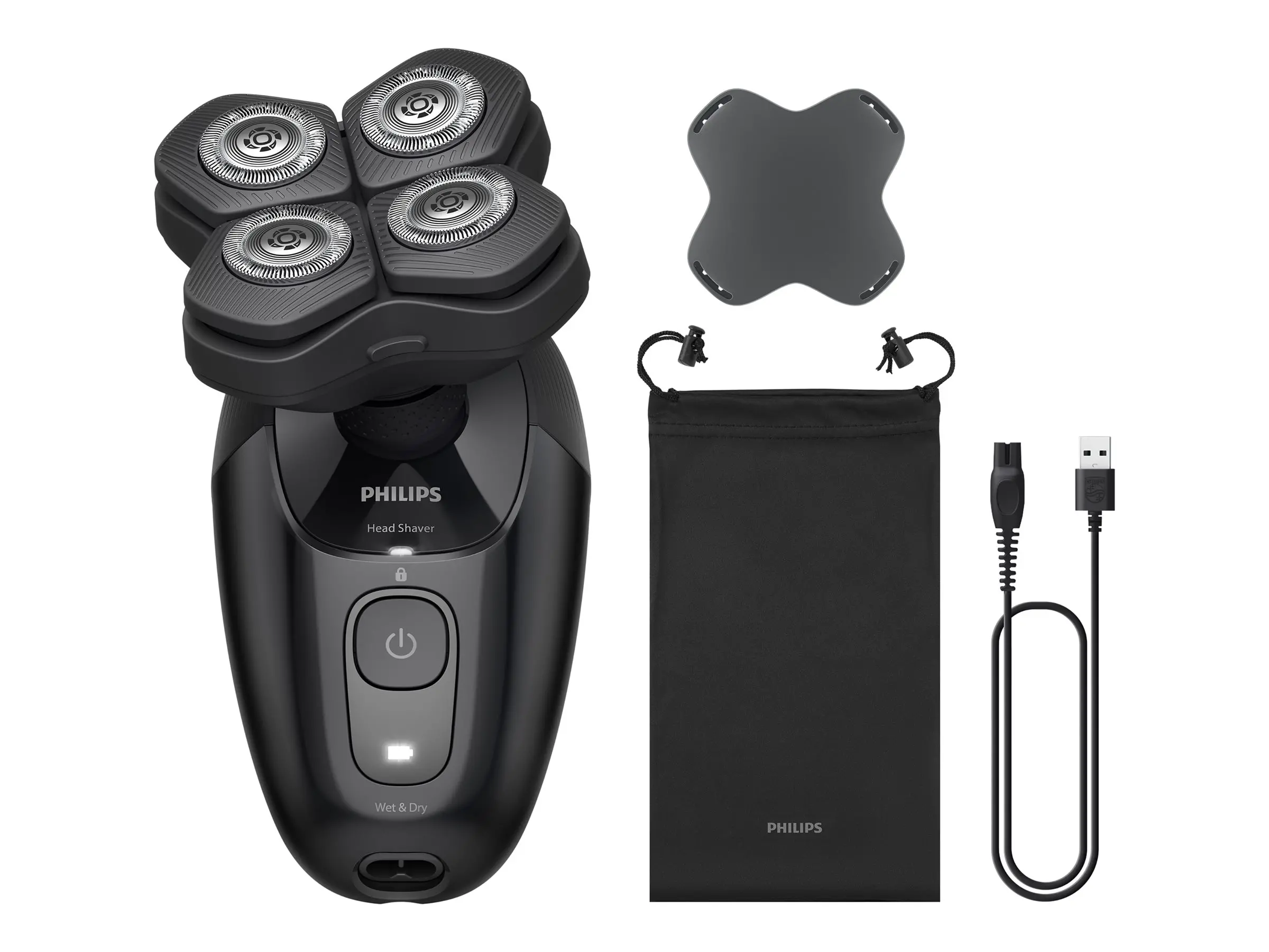 PHILIPS Електрическа самоpcъсначка за глава Pro Series 5000 сухо и мокро бръснене 360 гъвкава глава Системата за събиране на косми
