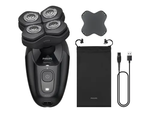 PHILIPS Aparat de ras electric pentru cap Pro Series 5000 bărbierit uscat și umed cap flexibil 360 Sistem de colectare a firelor de păr