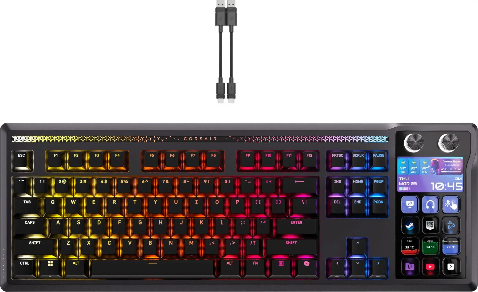 CORSAIR GALLEON 100 SD RGB Mechanical Gaming Keyboard, Backlit RGB LED, CORSAIR MLX Pulse, Black, Black PBT Keycaps - image 1