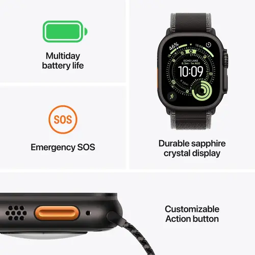 Часовник, Apple Watch Ultra 3 Cellular 49mm Black Titanium Case with Black Titanium Milanese Loop - Large - image 1