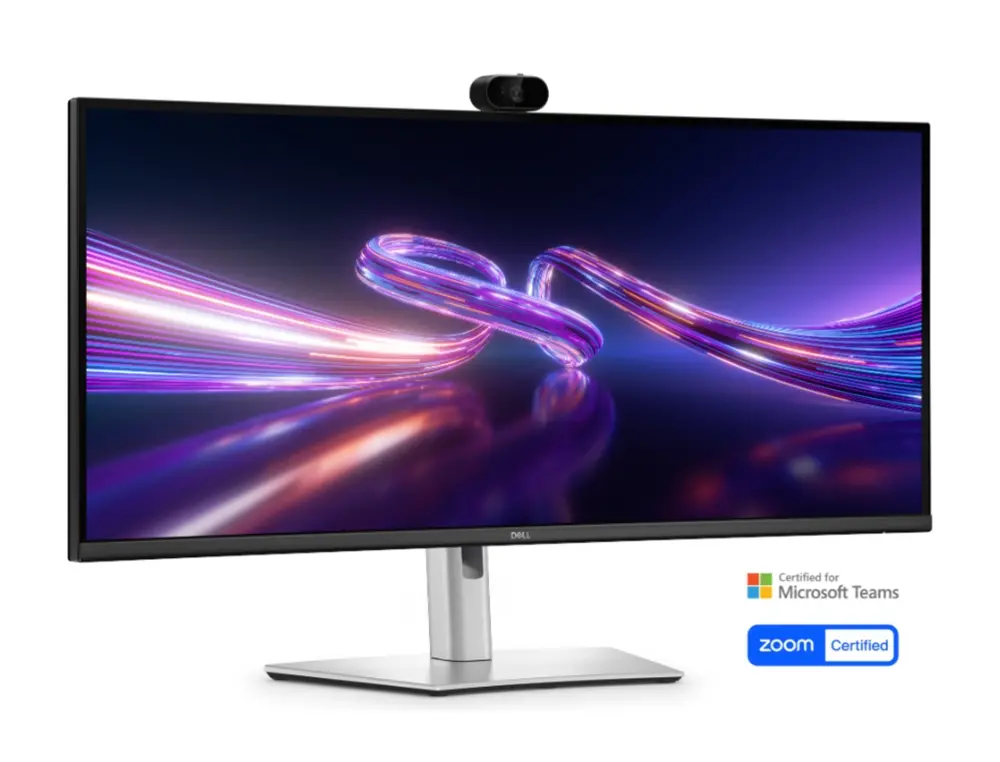 Монитор, Dell P3426WEV, 34.1" Curved Webcam Monitor, IPS Anti-Glare, 5ms, 100 Hz, 1500:1, 350 cd/m2, UW-QHD 3440x1440, 99% sRGB, HDMI, Display Port, USB-C Hub, RJ45, Webcam, KVM Switch, PD 90W, Height Adjustable, Pivot, Swivel, Tilt, Black