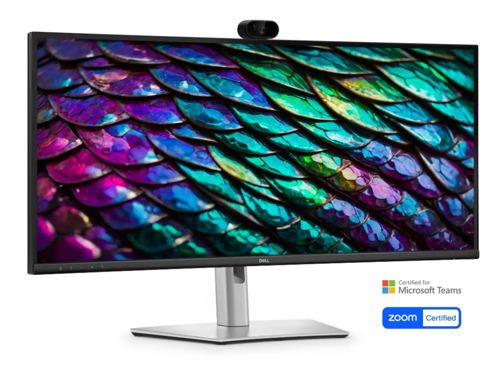 Монитор, Dell P3426WEB, 34" Curved Conferencing Monitor, IPS Anti-Glare, 5ms, 100 Hz, 1500:1, 300 cd/m2, WQHD 3440x1440, 99% sRGB, HDMI, Display Port, USB-C Hub, RJ45, Webcam, Mic, Speacers, KVM Switch, PD 90W, Height Adjustable, Pivot, Swivel, Tilt, Black