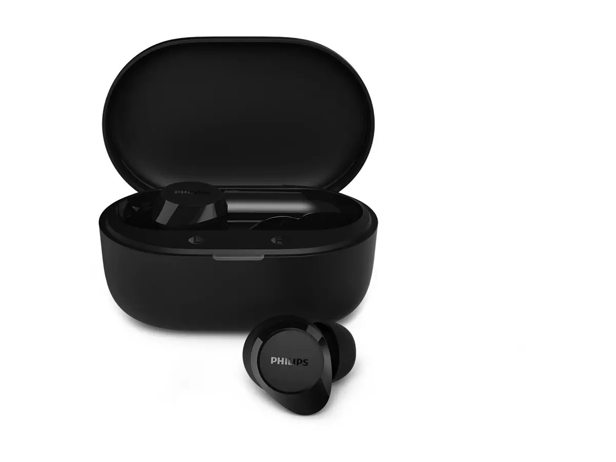 PHILIPS TWS Безжични слушалки за поставяне в ухото с микрофон IPX4 24 часа време на възпроизвеждане черни - image 1
