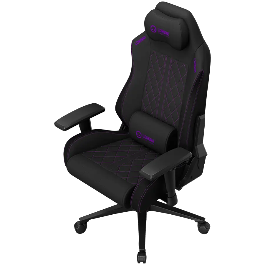 LORGAR CHA41, Ergonomic Gaming Chair Advanced, premium anti-stain fabric, Black/purple - image 2