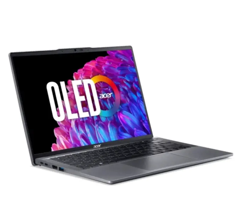 Лаптоп, Acer Swift Go SFG14-63-R1DP, AMD Ryzen 7 8845HS (up to 5.1GHz,16MB), 14'' CineCrystal OLED WQ2.8K 90Hz (2880x1800), AMD Radeon Graphics,16GB LPDDR5 onboard, 512GB SSD NVMe, 50Wh, WIFI6E+BT5.3, QHD Cam, MicroSD Reader, Win 11 Home, Backlit KBD, Steel Gray - image 1