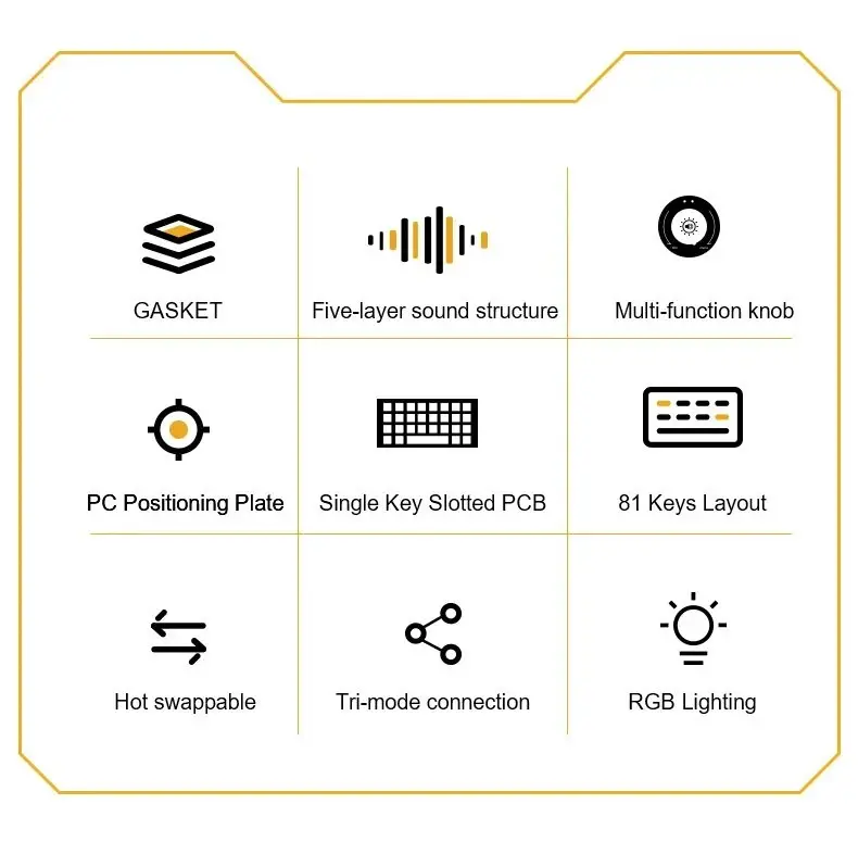 Aula геймърска механична клавиатура Wireless Gaming Mechanical Keyboard AU75 - Bloomfield Switch [Linear] (English US), Turmeric yellow - image 2
