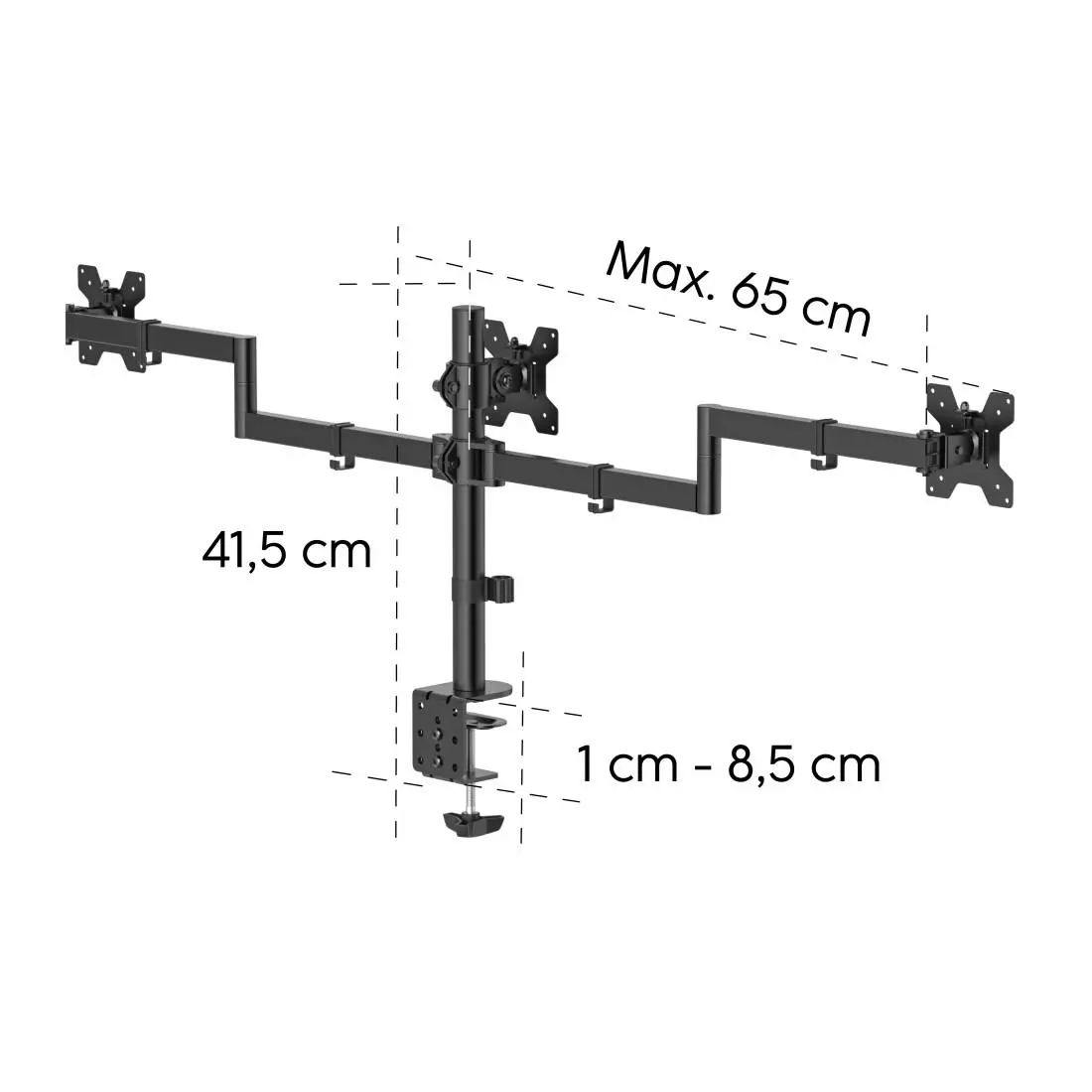 HAMA Стойка за 3 монитора, регулируема височина, 13" - 27" - image 12