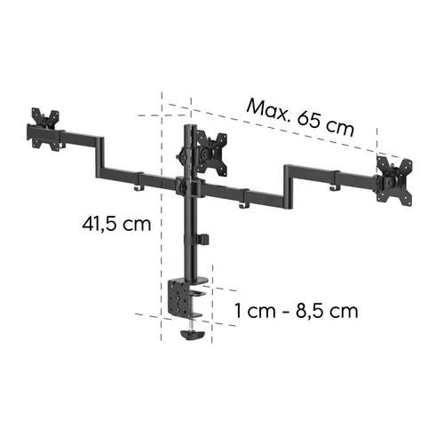 HAMA Стойка за 3 монитора, регулируема височина, 13" - 27" - image 12