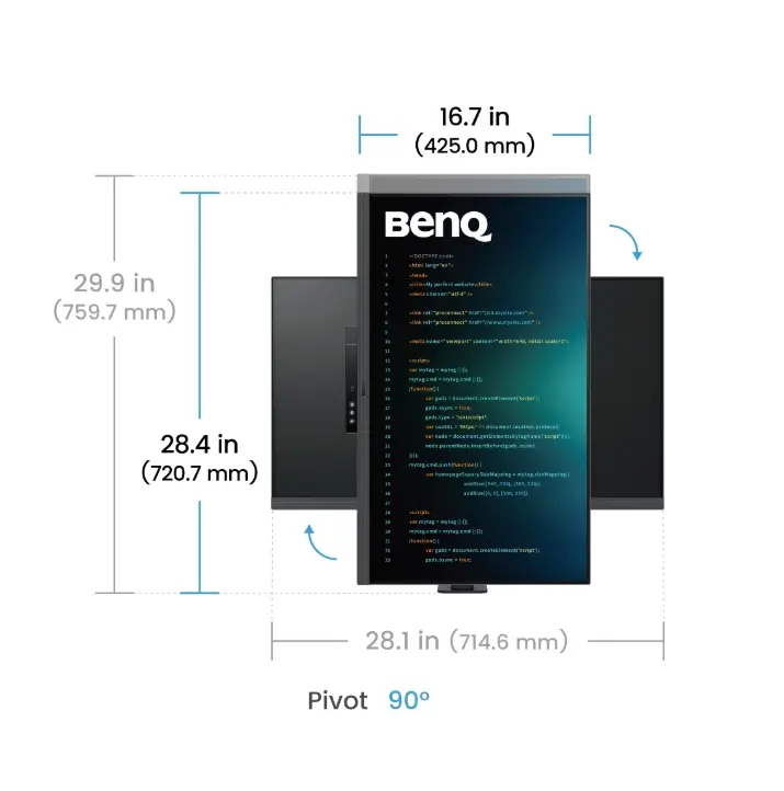 Монитор, BenQ RD320UA 32" IPS, 3:2, 3840x2160, 95% P3 wide color, HDR 400, 1.07 billions color, HDMI2.0, DP1.4 x1, USB-C 90W x1, built-in speakers 2Wx2, Ergo Stand - image 4