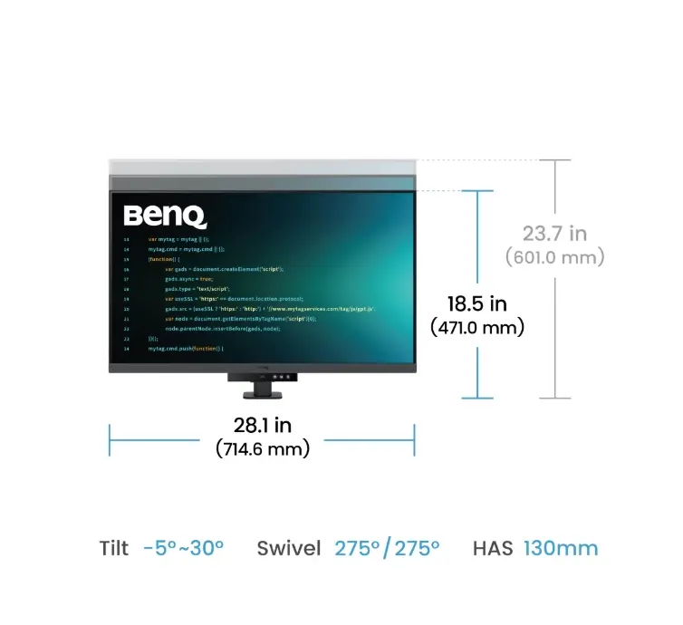 Монитор, BenQ RD320UA 32" IPS, 3:2, 3840x2160, 95% P3 wide color, HDR 400, 1.07 billions color, HDMI2.0, DP1.4 x1, USB-C 90W x1, built-in speakers 2Wx2, Ergo Stand - image 9