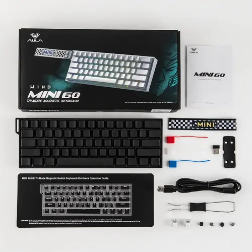 Aula геймърска механична клавиатура Wireless Gaming Mechanical Keyboard MINI 60 HE PRO 8K  - Stormrise Magnetic Switch [Linear] (English US), Black - image 14