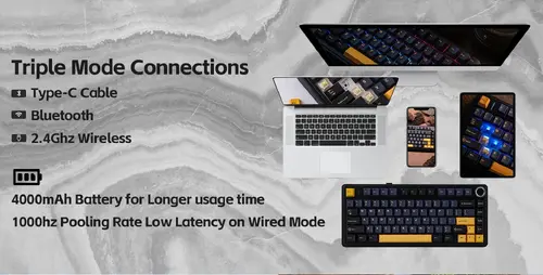 Aula геймърска механична клавиатура Wireless Gaming Mechanical Keyboard F75 Thunder Black - Reaper Switch [Linear] (English US) - image 17