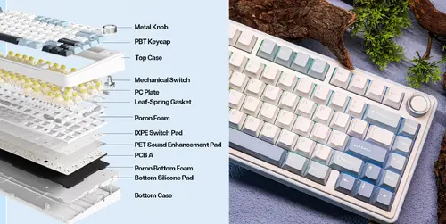 Aula геймърска механична клавиатура Wireless Gaming Mechanical Keyboard F75 Thunder Black - Reaper Switch [Linear] (English US) - image 18