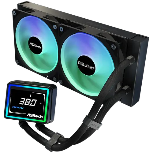 Asrock Challenger 240 Digital, AiO liquid cooler, ARGB, Digital display, 240 mm radiator, AM5, AM4, LGA1851, LGA1700, 90-ACLA36-BAAGA6, Black, 6Y - image 1